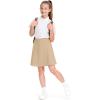 image:imageKEREDA Girls ALine Skirt with Undershorts School Uniform Skirts for Girls with Stretchy Waist Soft Skorts Fashion ClothesKhaki
