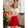 image:imageKEREDA Girls ALine Skirt with Undershorts School Uniform Skirts for Girls with Stretchy Waist Soft Skorts Fashion ClothesRed