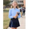 image:imageKEREDA Long Sleeve Uniform Shirts for Girls Cotton School Polo Shirts with Button for KidsBlue