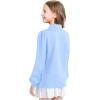 image:imageKEREDA Long Sleeve Uniform Shirts for Girls Cotton School Polo Shirts with Button for KidsBlue