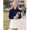image:imageKEREDA Long Sleeve Uniform Shirts for Girls Cotton School Polo Shirts with Button for KidsNavy