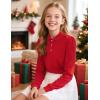image:imageKEREDA Long Sleeve Uniform Shirts for Girls Cotton School Polo Shirts with Button for KidsRed