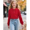image:imageKEREDA Long Sleeve Uniform Shirts for Girls Cotton School Polo Shirts with Button for KidsRed