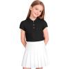 image:imageKEREDA Shool Uniform Shirts for Girls Cotton Polo Shirts Puff Sleeve with Button for Kids Golf Tennis TopsBlack