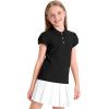 image:imageKEREDA Shool Uniform Shirts for Girls Cotton Polo Shirts Puff Sleeve with Button for Kids Golf Tennis TopsBlack