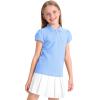 image:imageKEREDA Shool Uniform Shirts for Girls Cotton Polo Shirts Puff Sleeve with Button for Kids Golf Tennis TopsBlue