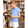 image:imageKEREDA Shool Uniform Shirts for Girls Cotton Polo Shirts Puff Sleeve with Button for Kids Golf Tennis TopsBlue