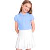 image:imageKEREDA Shool Uniform Shirts for Girls Cotton Polo Shirts Puff Sleeve with Button for Kids Golf Tennis TopsBlue