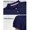 image:imageKEREDA Shool Uniform Shirts for Girls Cotton Polo Shirts Puff Sleeve with Button for Kids Golf Tennis TopsNavy