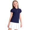 image:imageKEREDA Shool Uniform Shirts for Girls Cotton Polo Shirts Puff Sleeve with Button for Kids Golf Tennis TopsNavy