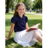image:imageKEREDA Shool Uniform Shirts for Girls Cotton Polo Shirts Puff Sleeve with Button for Kids Golf Tennis TopsNavy