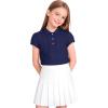 image:imageKEREDA Shool Uniform Shirts for Girls Cotton Polo Shirts Puff Sleeve with Button for Kids Golf Tennis TopsNavy