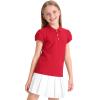 image:imageKEREDA Shool Uniform Shirts for Girls Cotton Polo Shirts Puff Sleeve with Button for Kids Golf Tennis TopsRed
