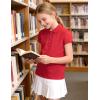 image:imageKEREDA Shool Uniform Shirts for Girls Cotton Polo Shirts Puff Sleeve with Button for Kids Golf Tennis TopsRed
