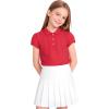 image:imageKEREDA Shool Uniform Shirts for Girls Cotton Polo Shirts Puff Sleeve with Button for Kids Golf Tennis TopsRed
