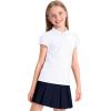 image:imageKEREDA Shool Uniform Shirts for Girls Cotton Polo Shirts Puff Sleeve with Button for Kids Golf Tennis TopsWhite