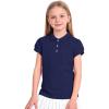 image:imageKEREDA Shool Uniform Shirts for Girls Cotton Polo Shirts Puff Sleeve with Button for Kids Golf Tennis TopsNavy