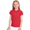 image:imageKEREDA Shool Uniform Shirts for Girls Cotton Polo Shirts Puff Sleeve with Button for Kids Golf Tennis TopsRed