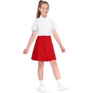 image:imageKEREDA Girls ALine Skirt with Undershorts School Uniform Skirts for Girls with Stretchy Waist Soft Skorts Fashion ClothesRed