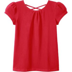 image:imageKEREDA Girls Shirts Fashion CrossBack TShirt Cute Puff Short Sleeve Crew Neck Summer Tees Tops Clothes for Kids 512 YearsRed